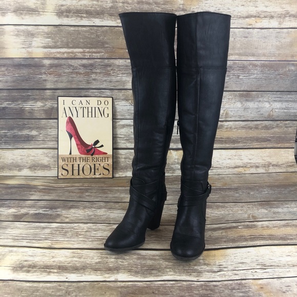 Breckelles Shoes - Breckelle's Over the Knee Black Chunky Heel Boot